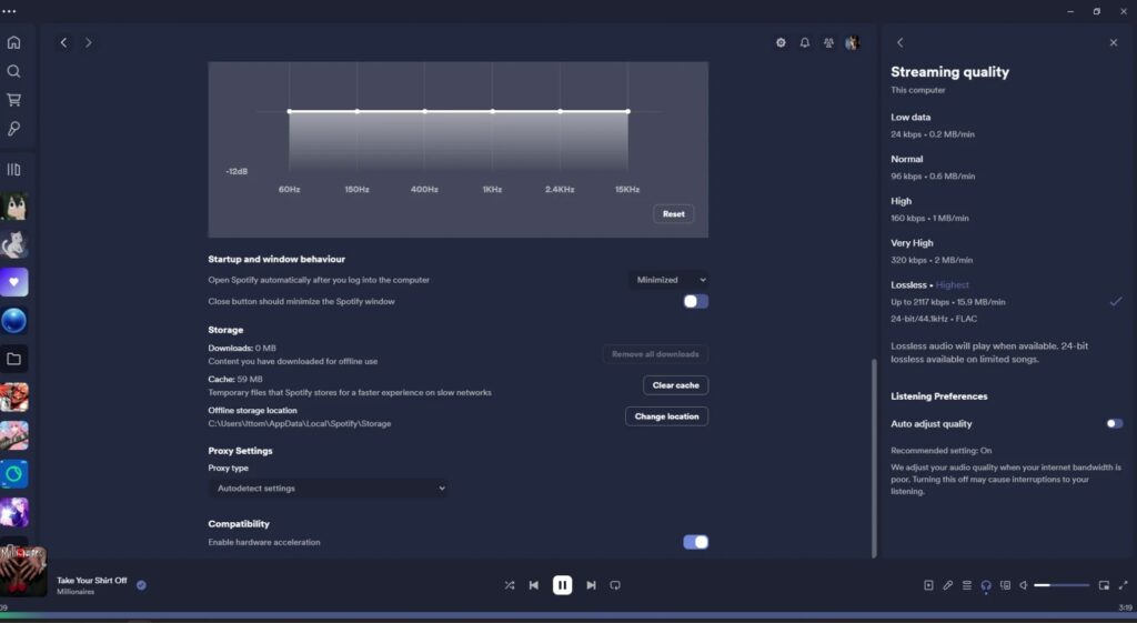 Un morceau lossless pèserait 15,9 MB/s Un morceau lossless pèserait 15,9 MB/s