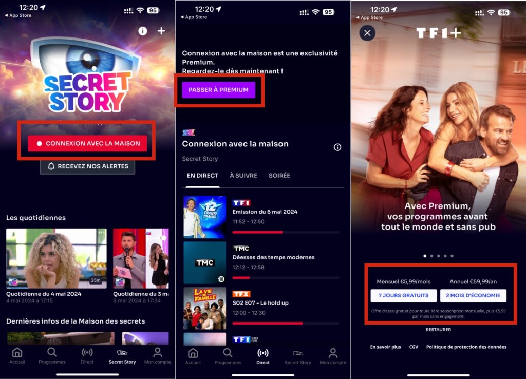 L'abonnement TF1+ Premium depuis un iPhone. L'abonnement TF1+ Premium depuis un iPhone.