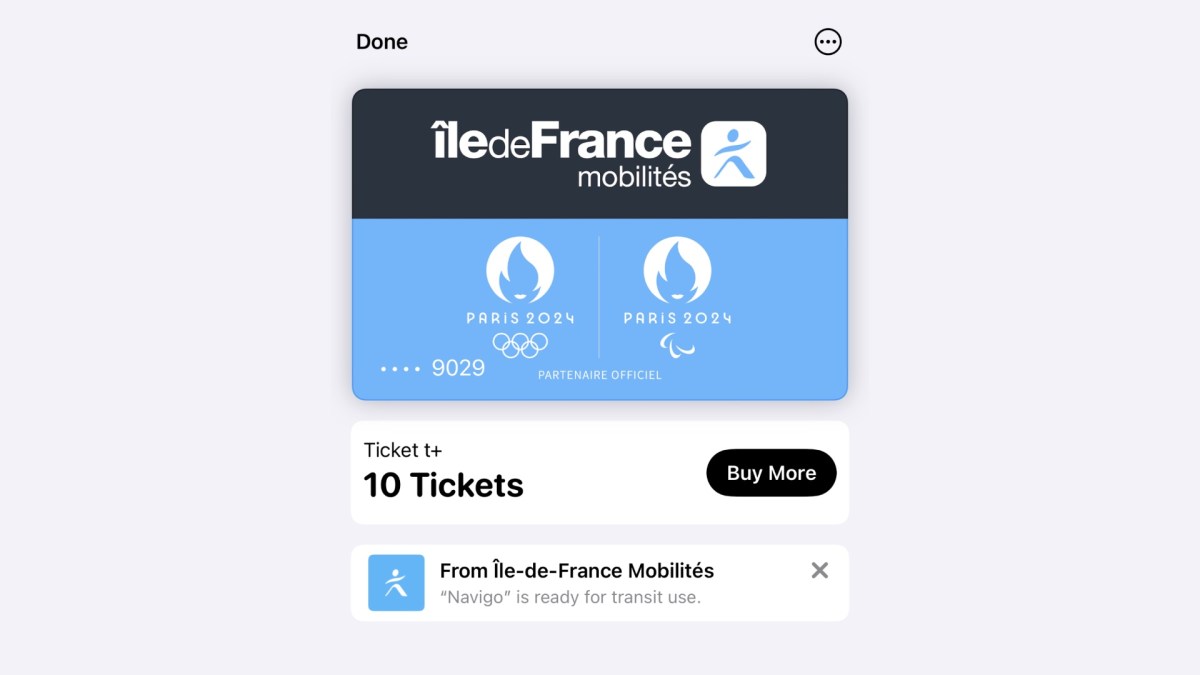 L’interface du passe Navigo dans Apple Wallet. // Source : Capture Numerama L’interface du passe Navigo dans Apple Wallet. // Source : Capture Numerama