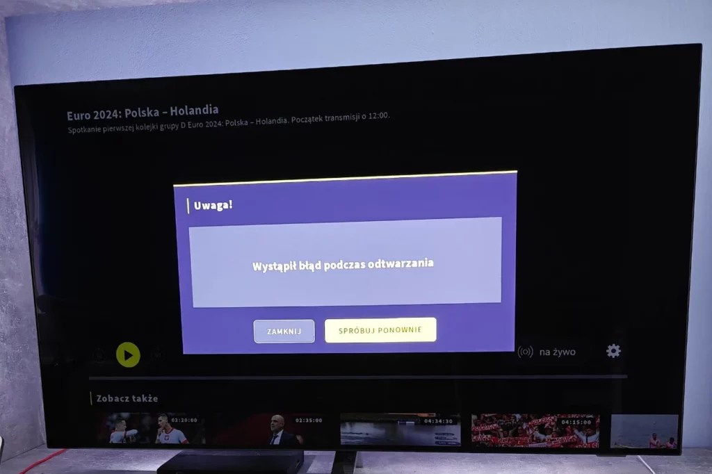Un message d'erreur sur une télé polonaise durant le match. // Source : Natemat Un message d'erreur sur une télé polonaise durant le match. // Source : Natemat