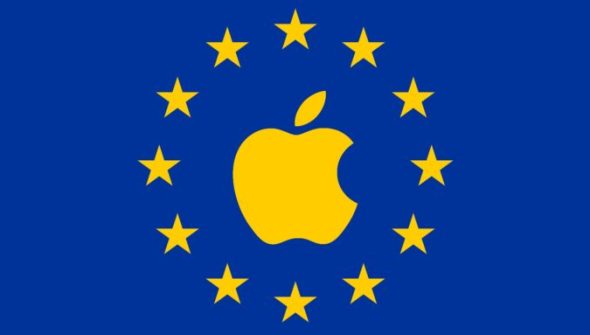 Le logo Apple dans le drapeau de l'Union européenne. // Source : Numerama Le logo Apple dans le drapeau de l'Union européenne. // Source : Numerama