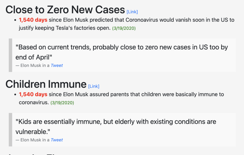 Elon Musk Today recense quelques une des déclarations d'Elon Musk sur le Covid, qu'il qualifiait de petite grippe sans danger. Elon Musk Today recense quelques une des déclarations d'Elon Musk sur le Covid, qu'il qualifiait de petite grippe sans danger.