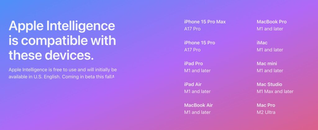 La liste des appareils compatibles ne contient que les iPhone 15 Pro. La liste des appareils compatibles ne contient que les iPhone 15 Pro.