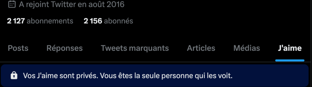 Les likes sont désormais privés. // Source : Numerama Les likes sont désormais privés. // Source : Numerama