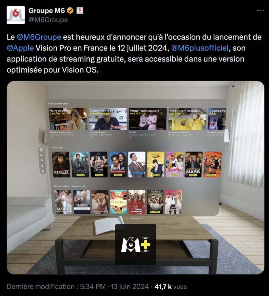 M6+ sera disponible sur le Vision Pro au lancement du casque. M6+ sera disponible sur le Vision Pro au lancement du casque.