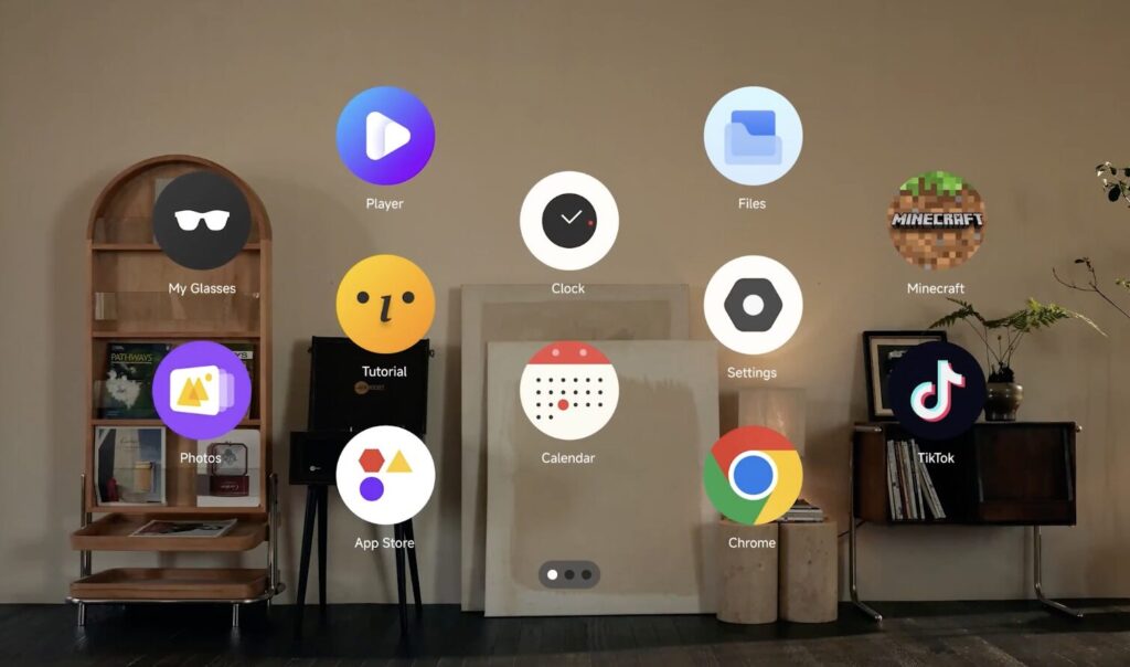 L'interface du Xreal Beam Pro une fois branché aux lunettes. L'interface du Xreal Beam Pro une fois branché aux lunettes.