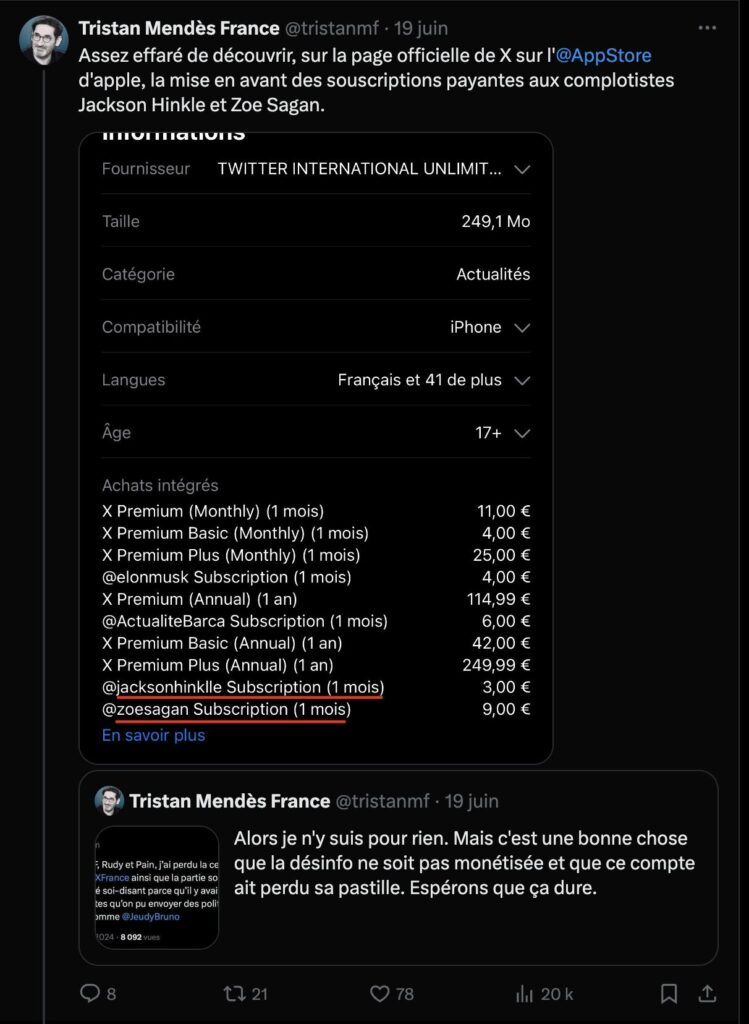 Plusieurs comptes s'interrogent sur le top 10 de l'App Store.