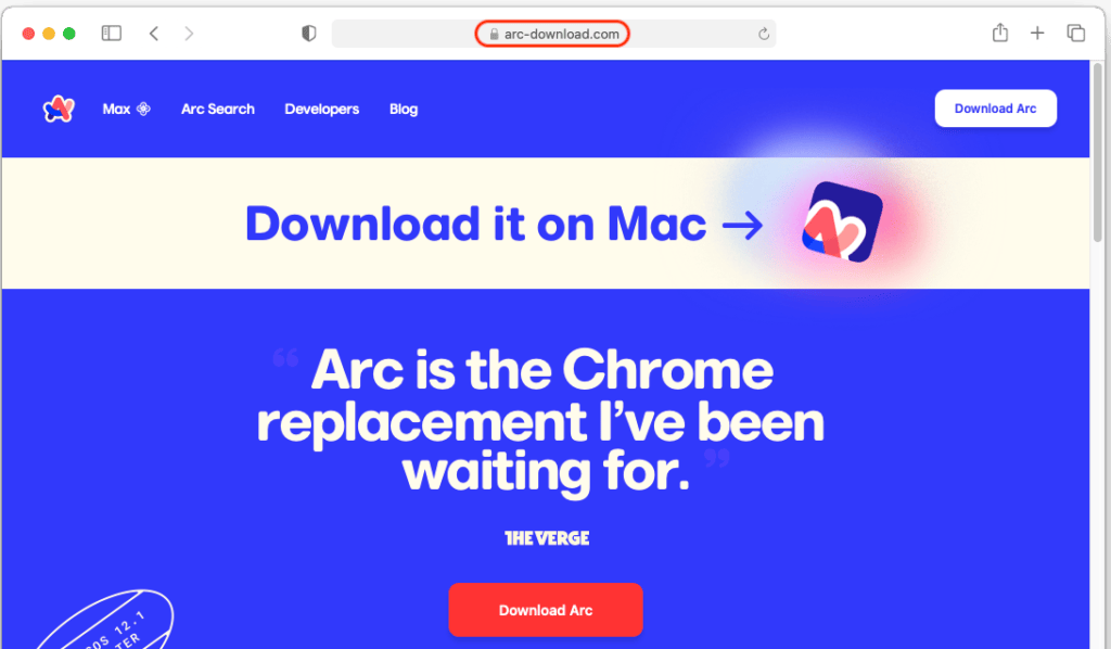 Un faux site qui vous invite à télécharger le navigateur. // Source : MalwareBytes