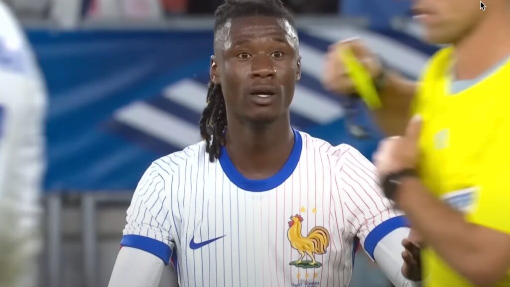Eduardo Camavinga pendant France - Canada le 9 juin 2024 // Source : Capture YouTube/Téléfoot Eduardo Camavinga pendant France - Canada le 9 juin 2024 // Source : Capture YouTube/Téléfoot