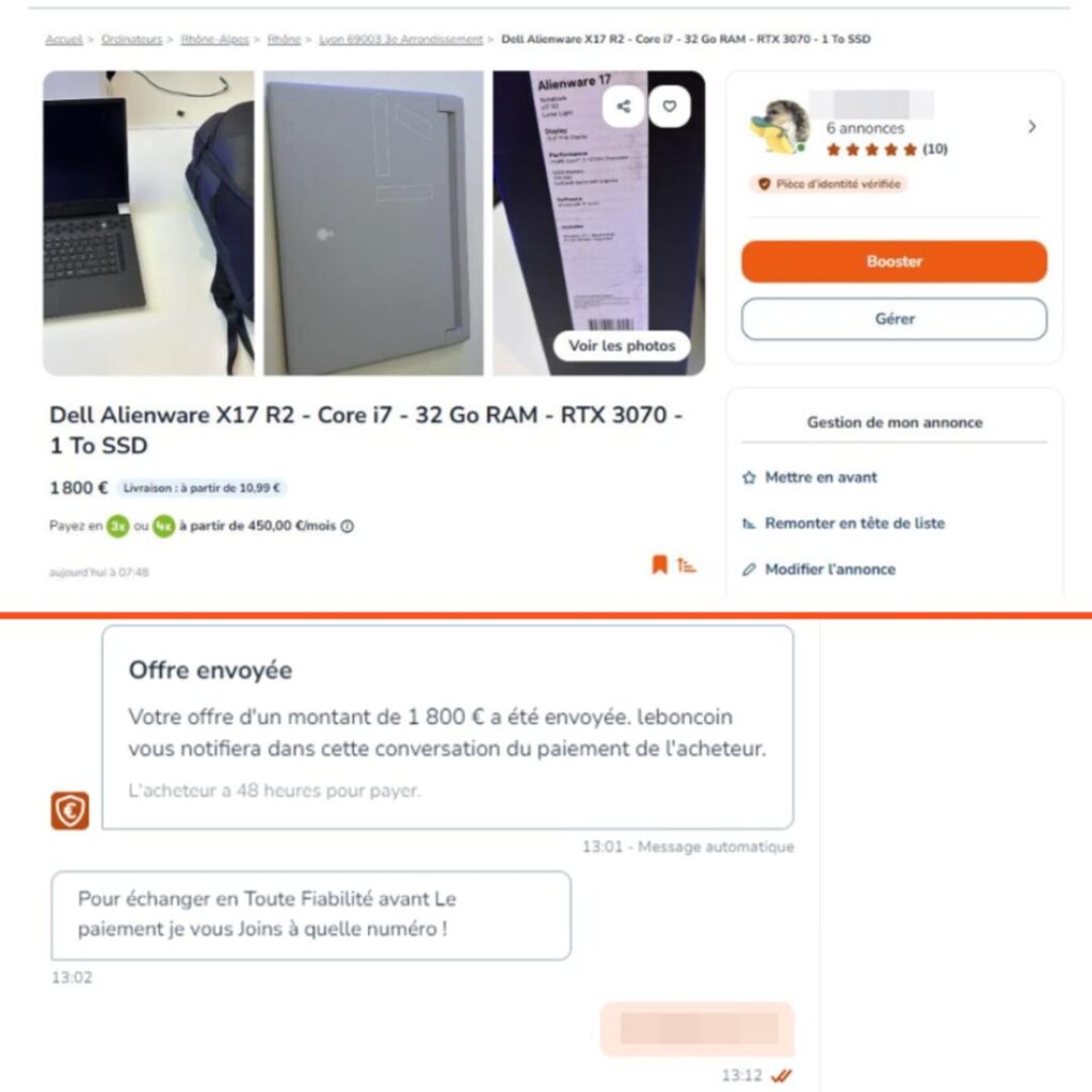 L'escrocs demande à passer sur le smartphone pour échanger. // Source : Julien « Kermit » Metayer L'escrocs demande à passer sur le smartphone pour échanger. // Source : Julien « Kermit » Metayer