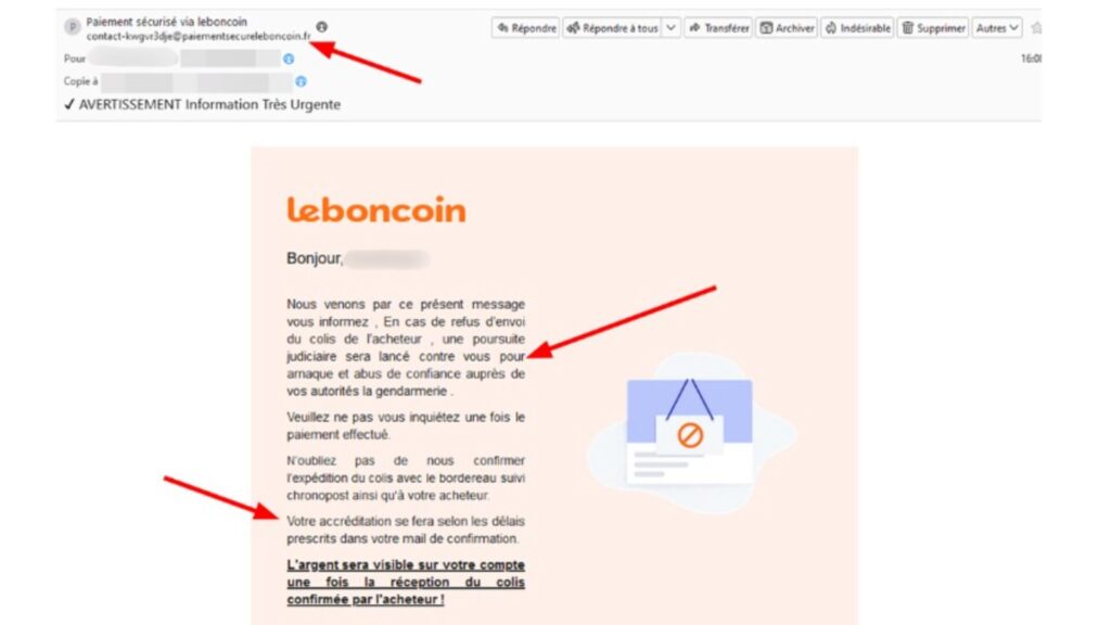 Un second mail met la pression sur le vendeur pour envoyer le colis. // Source : Julien « Kermit » Metayer Un second mail met la pression sur le vendeur pour envoyer le colis. // Source : Julien « Kermit » Metayer