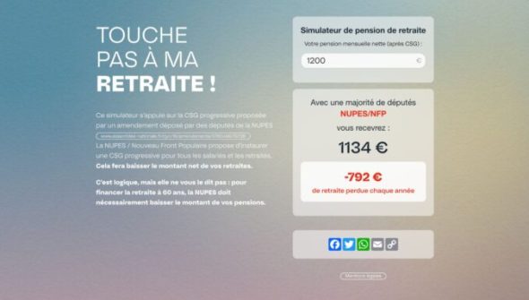 Le site MaRetraiteNupes. // Source : Capture d'écran.