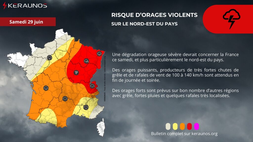 Risque d'orages violents en France. // Source : Via X @KeraunosObs Risque d'orages violents en France. // Source : Via X @KeraunosObs