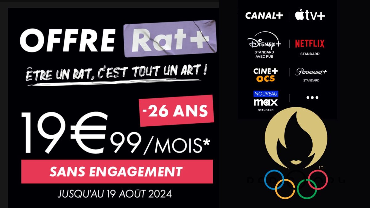 Rat+ Canal + JO Paris // Source : Montage Numerama Rat+ Canal + JO Paris // Source : Montage Numerama
