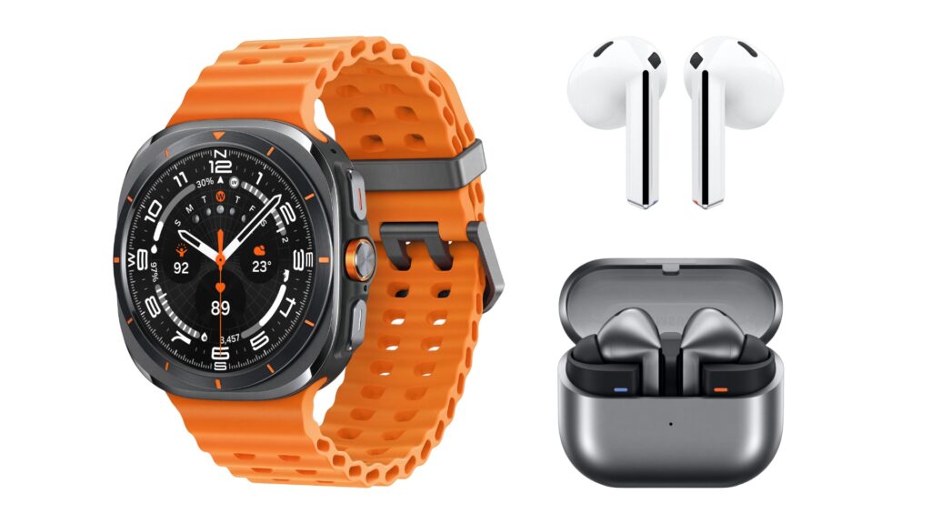 Les supposés Galaxy Watch Ultra et nouveaux Galaxy Buds. Les supposés Galaxy Watch Ultra et nouveaux Galaxy Buds.
