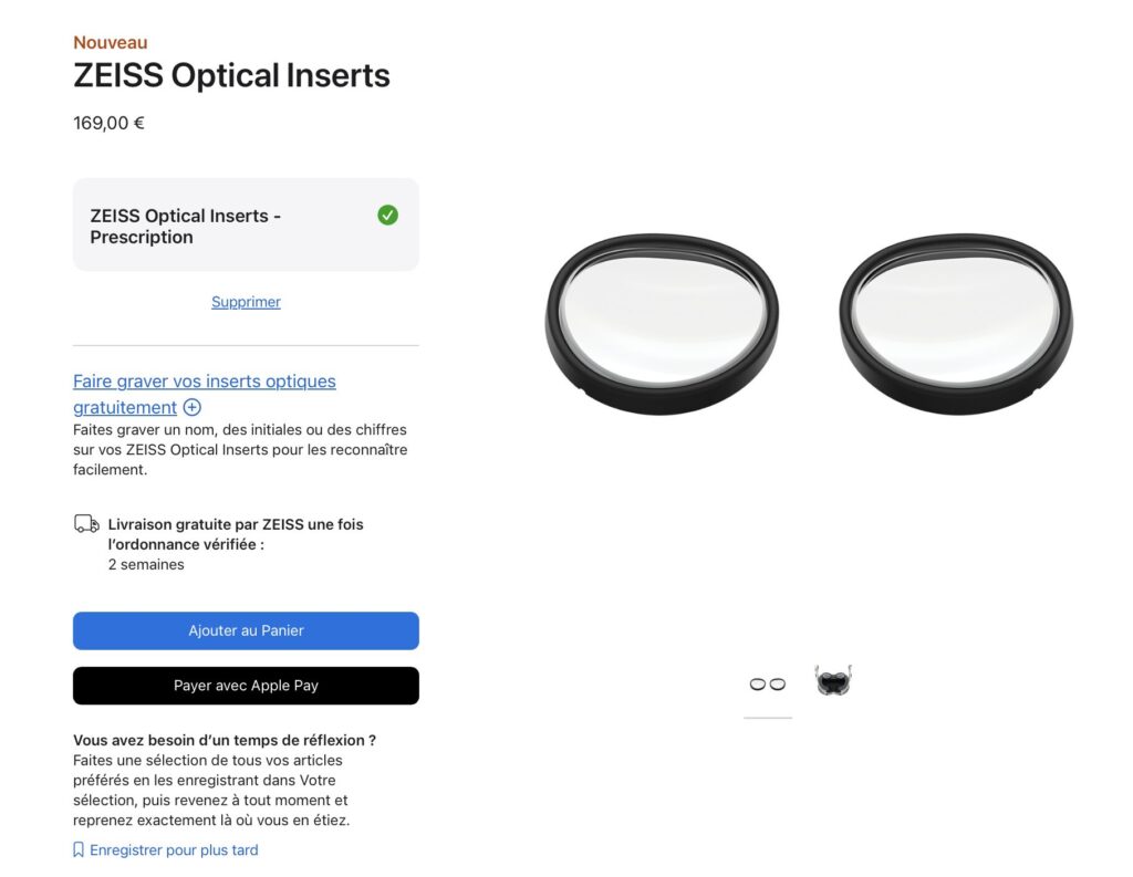 Après avoir scanné son visage, le site de l'Apple Store permet d'ajouter des verres au panier. Après avoir scanné son visage, le site de l'Apple Store permet d'ajouter des verres au panier.
