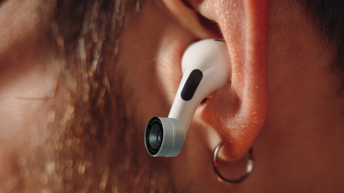 Des AirPods Pro avec une caméra. // Source : Montage Numerama Des AirPods Pro avec une caméra. // Source : Montage Numerama