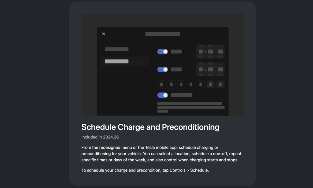 La programmation de la charge par Tesla // Source : Capture d'écran Numerama La programmation de la charge par Tesla // Source : Capture d'écran Numerama