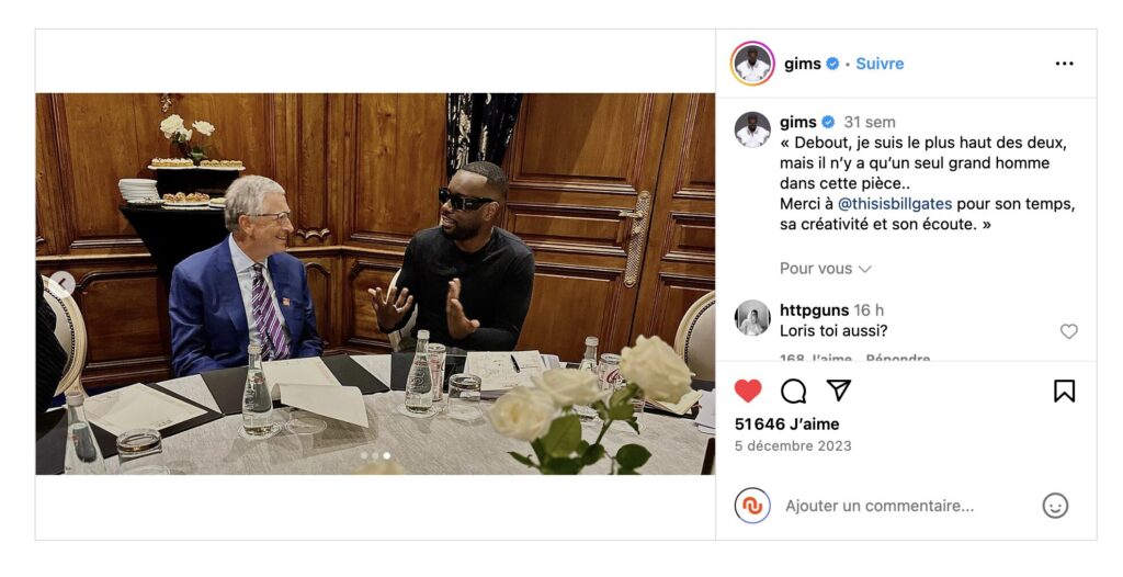 Bill Gates et Gims en décembre 2023 Bill Gates et Gims en décembre 2023