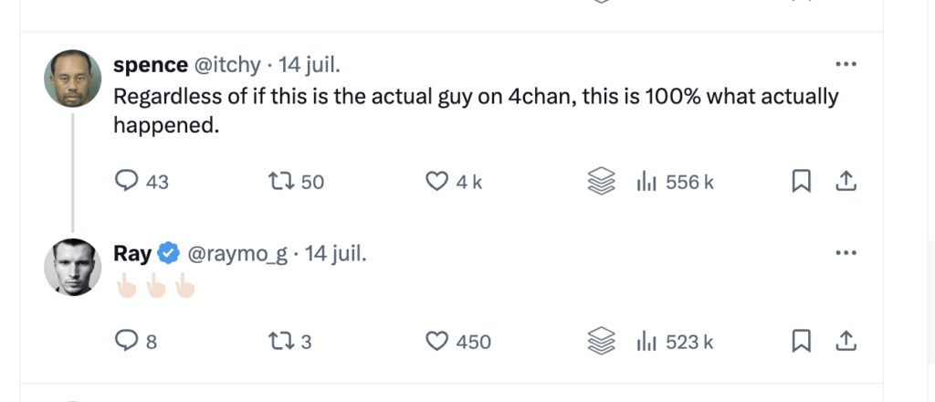 « Qu'importe si c'est le bon gars sur 4chan, c'est 100 % ce qui s'est passé » « Qu'importe si c'est le bon gars sur 4chan, c'est 100 % ce qui s'est passé »