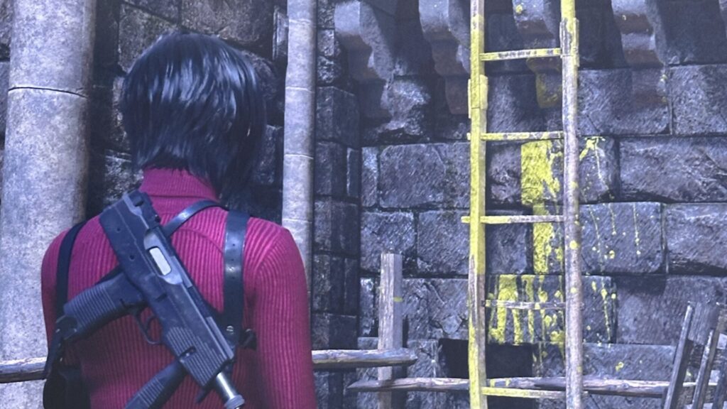 Une échelle en jaune dans Resident Evil 4 // Source : Twitter Une échelle en jaune dans Resident Evil 4 // Source : Twitter