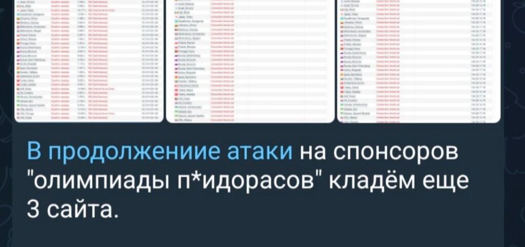 Les revendications de cyberattaques « contre les jeux homosexuels » peut-on lire sur chaîne Telegram russe. // Source : Numerama Les revendications de cyberattaques « contre les jeux homosexuels » peut-on lire sur chaîne Telegram russe. // Source : Numerama