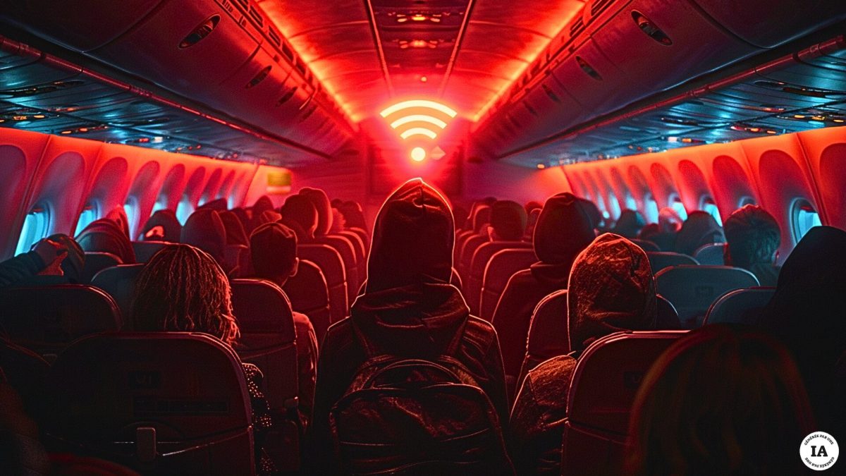Un hacker a développé un faux réseau Wi-Fi pour dérober des données. // Source : Numerama avec Midjourney Un hacker a développé un faux réseau Wi-Fi pour dérober des données. // Source : Numerama avec Midjourney