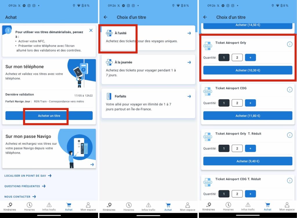 L'achat d'un ticket Orly depuis l'app IdF Mobilités n'est possible que si vous ne possédez aucun titre. // Source : Numerama