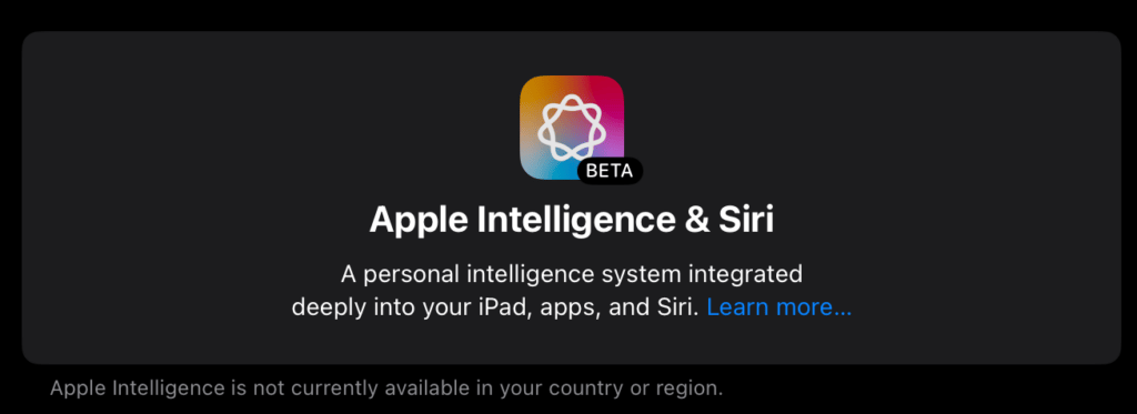 Apple Intelligence est bloqué par défaut dans l'UE. Apple Intelligence est bloqué par défaut dans l'UE.