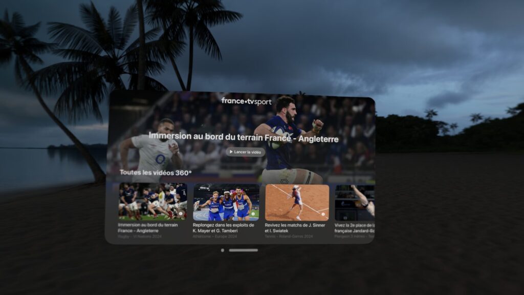 France TV dispose de son app Vision Pro. Il promet des contenus 8K 360 pendant les JO. France TV dispose de son app Vision Pro. Il promet des contenus 8K 360 pendant les JO.