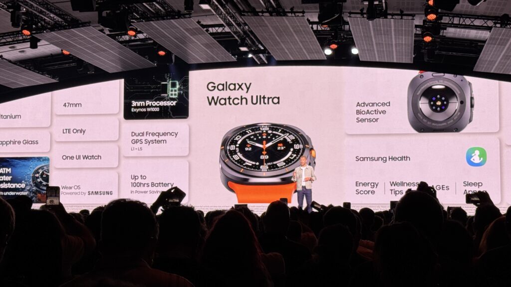 Les détails techniques de la Galaxy Watch Ultra. Les détails techniques de la Galaxy Watch Ultra.