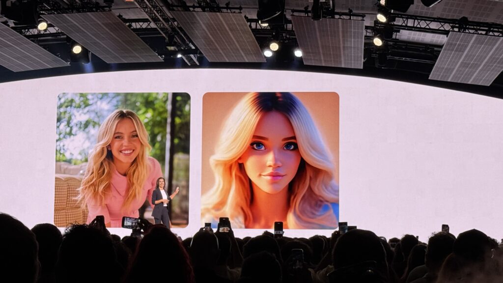 Sydney Sweeney à la conférence Samsung. Sydney Sweeney à la conférence Samsung.