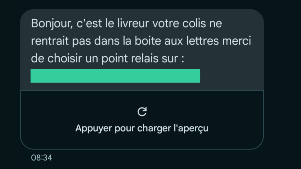 Le SMS de phishing. // Source : Numerama Le SMS de phishing. // Source : Numerama