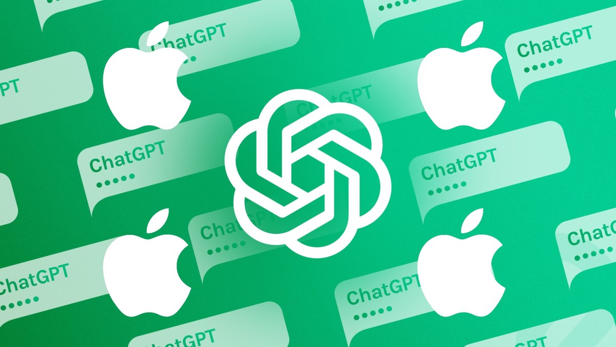 Le logo d'OpenAI entouré par celui d'Apple. // Source : Numerama Le logo d'OpenAI entouré par celui d'Apple. // Source : Numerama