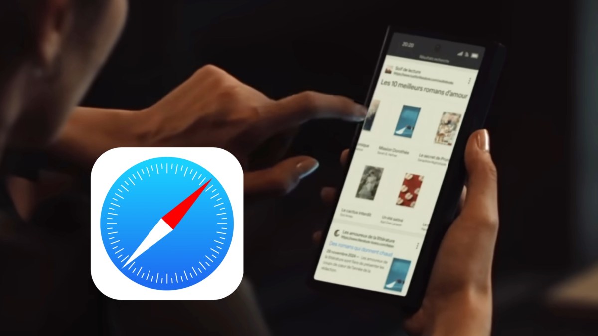 Un des smartphones Android dans la pub Apple. // Source : Safari Un des smartphones Android dans la pub Apple. // Source : Safari