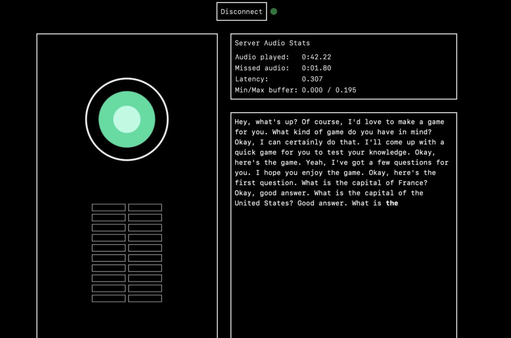 L'interface de Moshi, par Kyutai. L'interface de Moshi, par Kyutai.