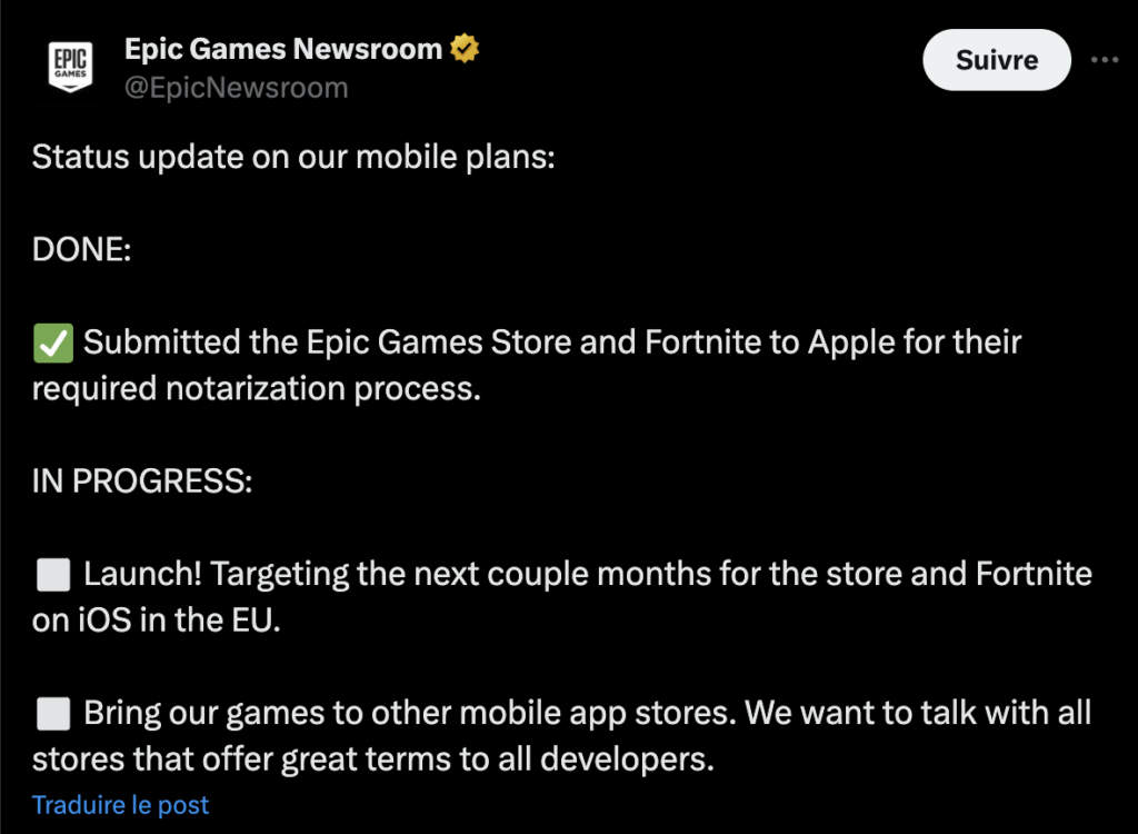Epic Games parle d'un retour d'ici « deux mois ». Epic Games parle d'un retour d'ici « deux mois ».