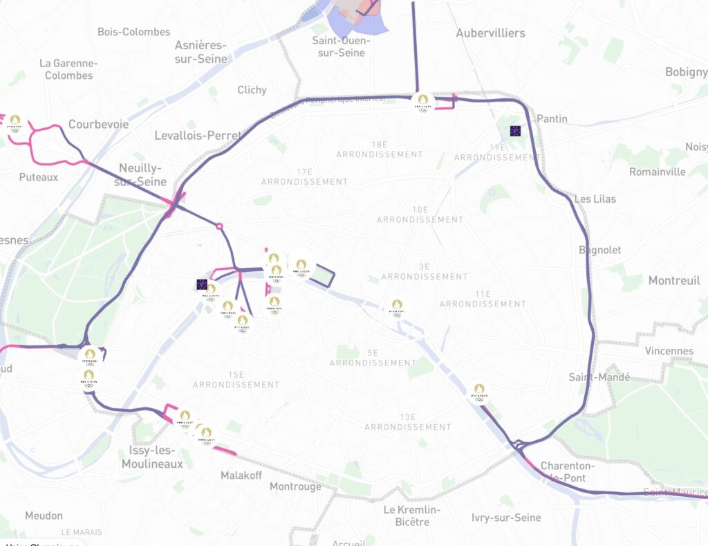 Les voies Paris 2024 dans Paris. Les voies Paris 2024 dans Paris.