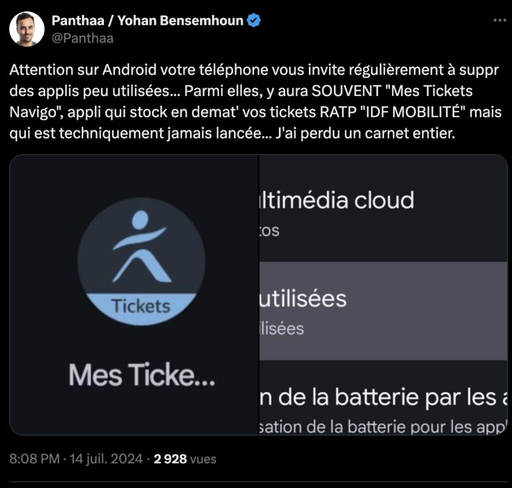 Supprimer ses tickets par erreur : un problème sur Android. Supprimer ses tickets par erreur : un problème sur Android.