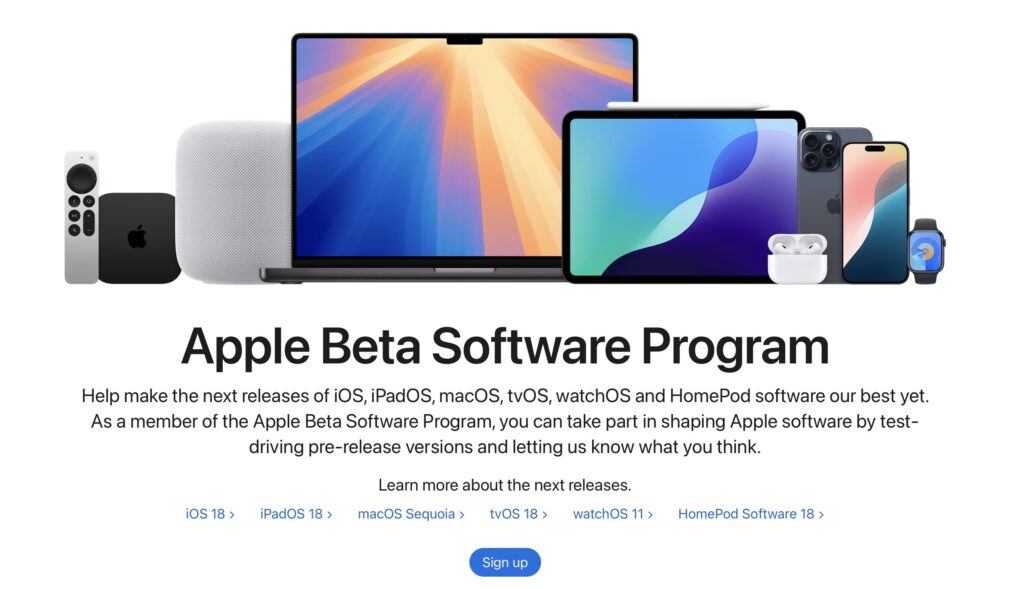 Le site beta.apple.com Le site beta.apple.com