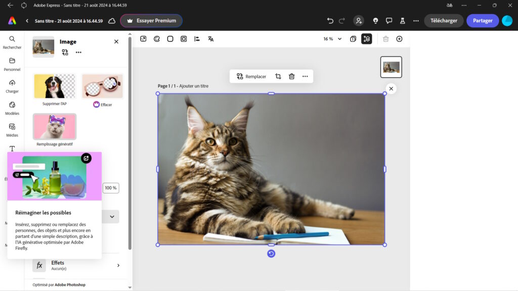 Utilisez l’outil de Remplissage génératif pour supprimer un élément de la photo Utilisez l’outil de Remplissage génératif pour supprimer un élément de la photo