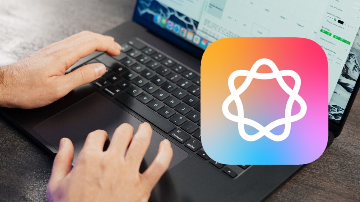 Le logo Apple Intelligence sur un Mac. // Source : Numerama Le logo Apple Intelligence sur un Mac. // Source : Numerama