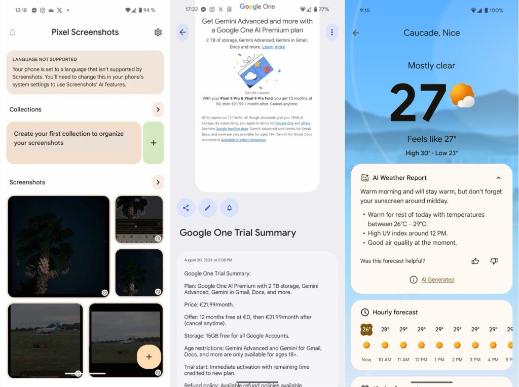 Pixel Screenshots et Pixel Météo peuvent marcher en France… avec un téléphone en anglais. Pixel Screenshots et Pixel Météo peuvent marcher en France… avec un téléphone en anglais.