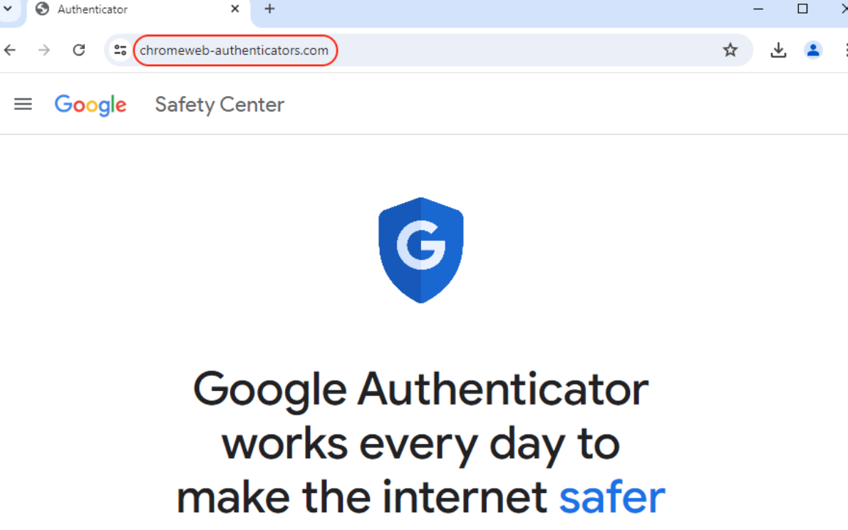 Un site clone de Google Authenticator. // Source : MalwareBytes Un site clone de Google Authenticator. // Source : MalwareBytes