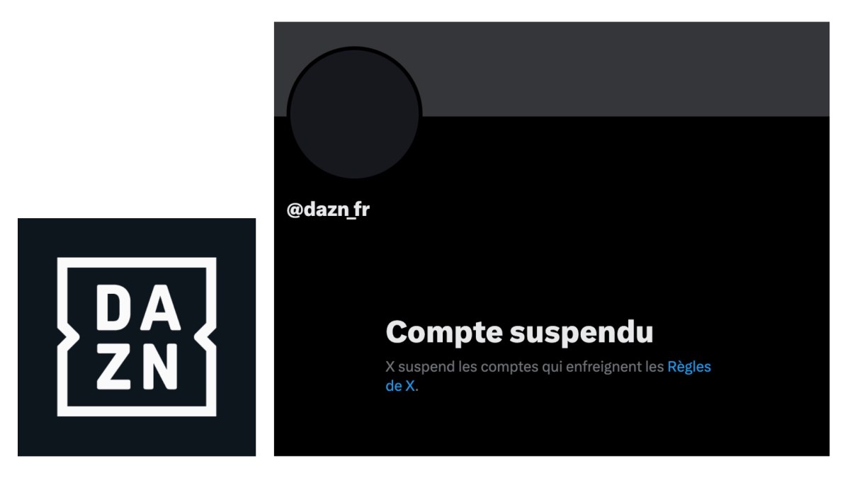 Le compte DAZN suspendu sur Twitter. // Source : Numerama Le compte DAZN suspendu sur Twitter. // Source : Numerama