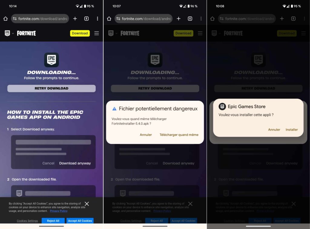 Le téléchargement de l'Epic Games Store depuis Google Chrome. Le téléchargement de l'Epic Games Store depuis Google Chrome.