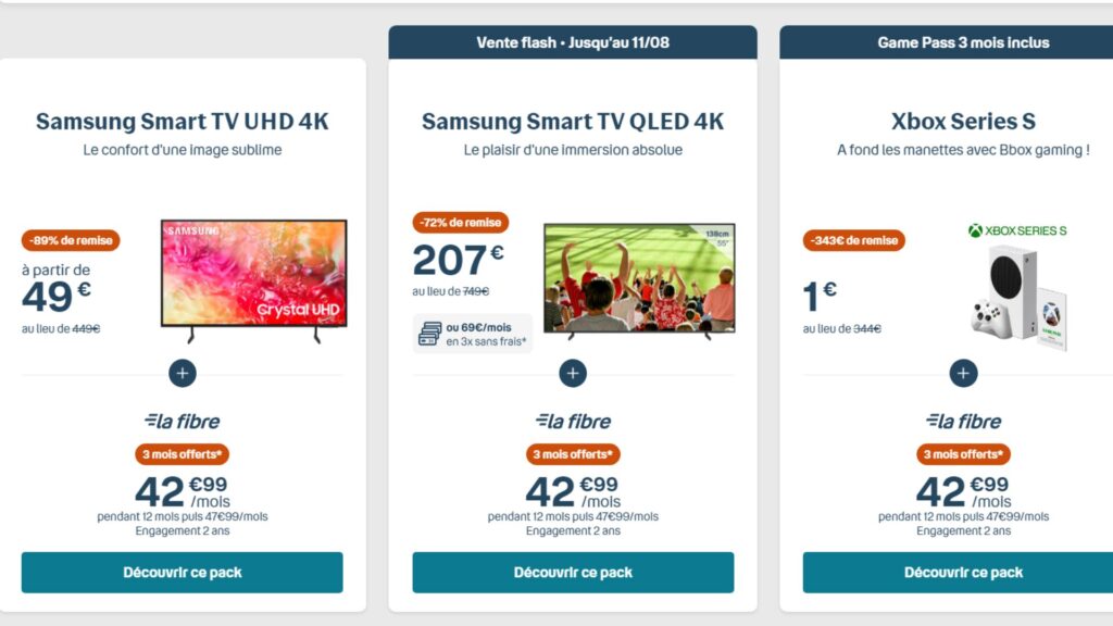 Avant de souscrire à une offre, jetez un oeil aux packs proposés par Bouygues // Source : Bouygues Avant de souscrire à une offre, jetez un oeil aux packs proposés par Bouygues // Source : Bouygues
