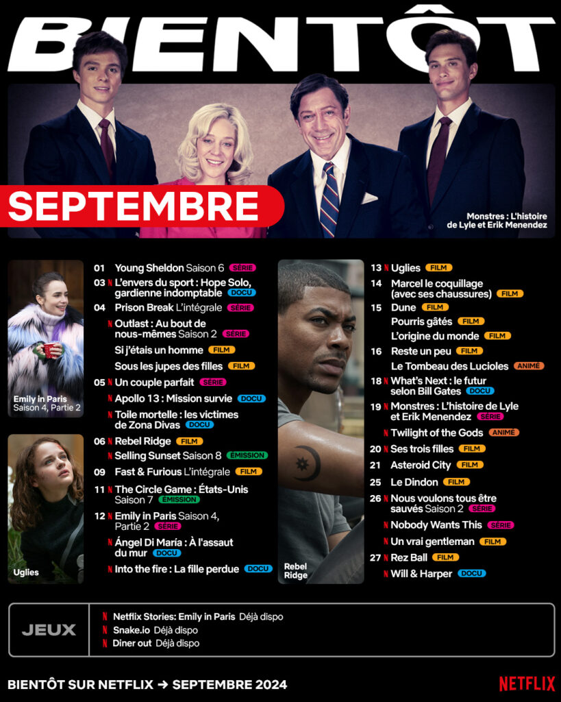 Netflix en septembre 2024 // Source : Netflix