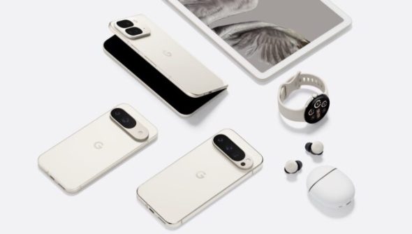 La famille des produits Pixel, avec les Pixel 9, Pixel 9 Pro XL et Pixel 9 Pro Fold à gauche. La famille des produits Pixel, avec les Pixel 9, Pixel 9 Pro XL et Pixel 9 Pro Fold à gauche.