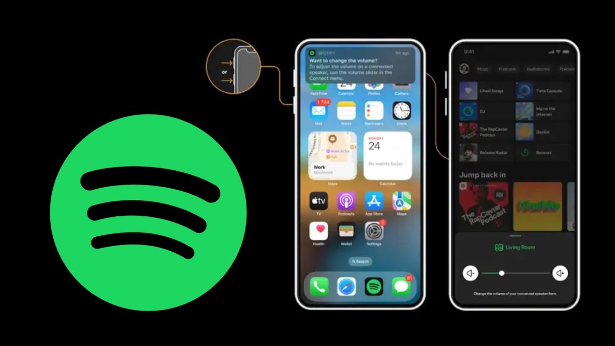 Spotify et les boutons de volume. // Source : Numerama Spotify et les boutons de volume. // Source : Numerama